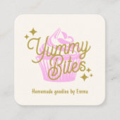 Roze Retro Cupcake Baker Vierkante Visitekaartje (Voorkant)