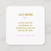 Roze Retro Cupcake Baker Vierkante Visitekaartje (Achterkant)
