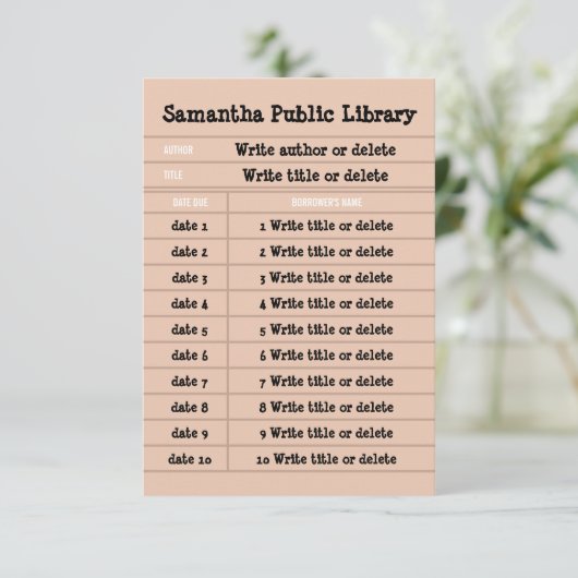 Roze Retro Custom Notitieboek Line Library Bedankkaart (Staand voorkant)