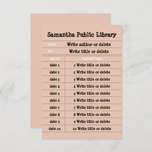 Roze Retro Custom Notitieboek Line Library Bedankkaart (Voorkant / Achterkant)