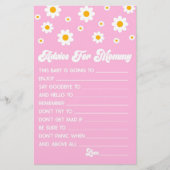 Roze Retro Daisy Advies Baby shower Spelactiviteit Briefpapier (Voorkant)