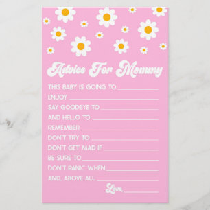 Roze Retro Daisy Advies Baby shower Spelactiviteit Briefpapier