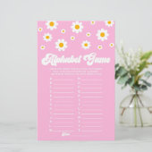Roze Retro Daisy Alphabet Baby shower spel Briefpapier (Staand voorkant)