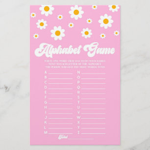 Roze Retro Daisy Alphabet Baby shower spel Briefpapier