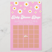 Roze Retro Daisy Bingo Baby shower Spel Briefpapier (Voorkant)