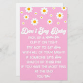 Roze Retro Daisy Don't Say Baby shower spel Briefpapier (Voorkant / Achterkant)