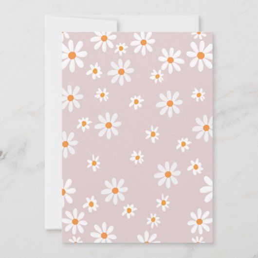 Roze Retro Daisy Eerste Verjaardagsfeestuitnodigin Kaart (Achterkant)