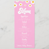 Roze Retro Daisy Flower Baby shower Eten Menu (Voorkant)