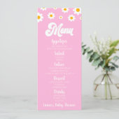 Roze Retro Daisy Flower Baby shower Eten Menu (Staand voorkant)