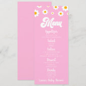 Roze Retro Daisy Flower Baby shower Eten Menu (Voorkant / Achterkant)