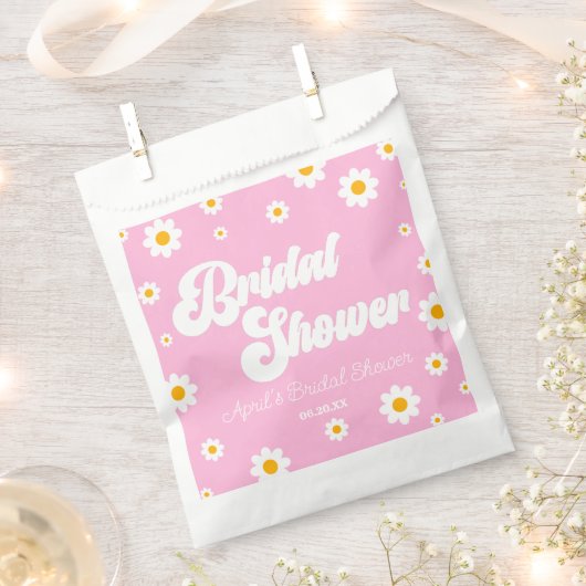 Roze Retro Daisy Flower Floral Vrijgezellenfeest Bedankzakje (Geknipt)