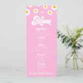 Roze Retro Daisy Flower Vrijgezellenfeest Eten Menu (Staand voorkant)