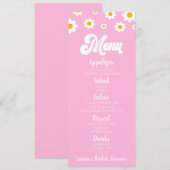 Roze Retro Daisy Flower Vrijgezellenfeest Eten Menu (Voorkant / Achterkant)