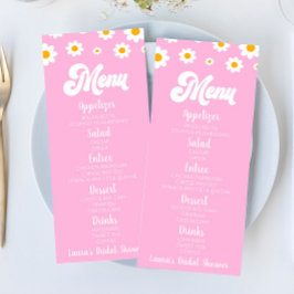 Roze Retro Daisy Flower Vrijgezellenfeest Eten Menu