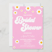 Roze Retro Daisy Flower Vrijgezellenfeest Kaart (Voorkant)