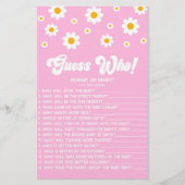 Roze Retro Daisy Raad eens wie! Baby shower spel Briefpapier (Voorkant)