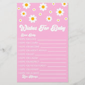 Roze Retro Daisy wensen voor Baby shower Activitei Briefpapier (Voorkant)