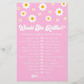 Roze Retro Daisy wil dat ze liever Baby shower spe Briefpapier (Voorkant)