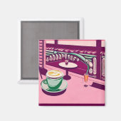 Roze Retro Diner Magneet (Voorkant / Achterkant)