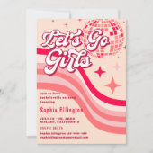 Roze Retro Disco 70's Bachelorette Weekend Kaart (Voorkant)