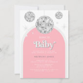 Roze Retro Disco BABY, Baby shower Uitnodiging (Voorkant)