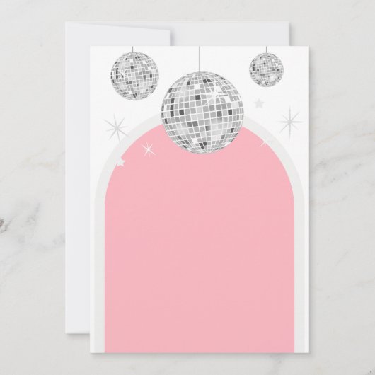 Roze Retro Disco BABY, Baby shower Uitnodiging (Achterkant)