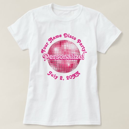 Roze Retro Disco Bal PERSOONLIJKE T-Shirt (Design voorkant)