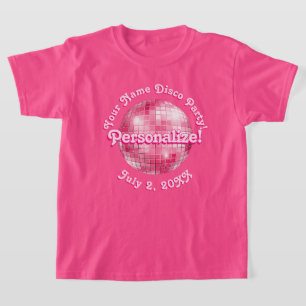 Roze Retro Disco Ball PERSONALIZED T-Shirt