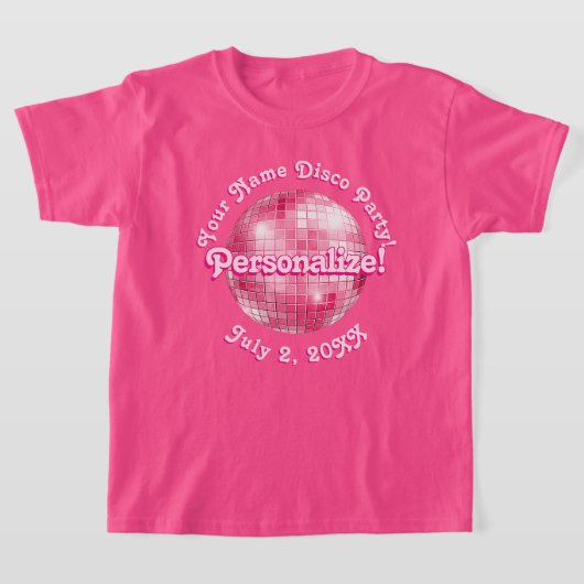 Roze Retro Disco Ball PERSONALIZED T-Shirt (Laagn)