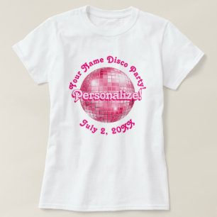 Roze Retro Disco Ball PERSONALIZED T-Shirt