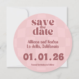 Roze Retro Disco bruiloft - Save the Date Kaart