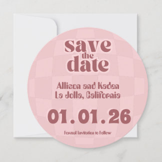 Roze Retro Disco bruiloft - Save the Date Kaart