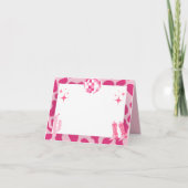 Roze Retro Disco Cowgirl Naam Plaats Kaarten (Voorkant)