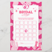 Roze Retro Disco Vrijgezellenfeest Bingo spel Kaar (Voorkant)