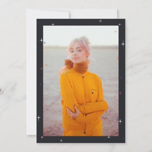 Roze Retro Discoball & Flares Afstudeerfeest Kaart (Achterkant)