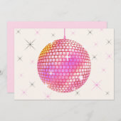 Roze retro discoverlichting feestdagenkaart (Voorkant / Achterkant)