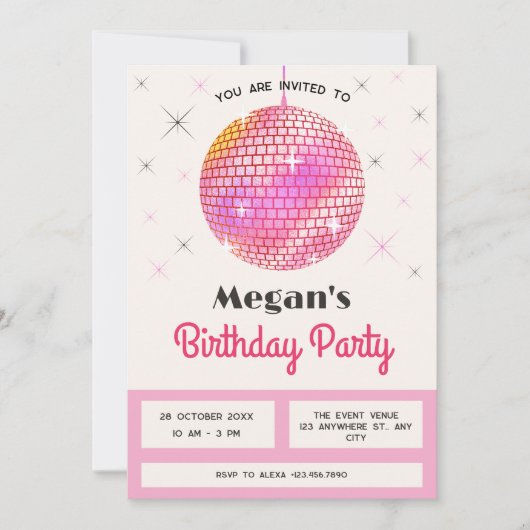 Roze retro discoverlichting kaart (Voorkant)