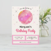 Roze retro discoverlichting kaart (Staand voorkant)