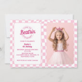 Roze Retro Doll Foto Verjaardag Kaart (Voorkant)