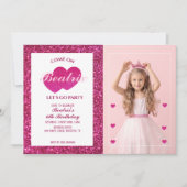 Roze Retro Doll Foto Verjaardag Kaart (Voorkant)