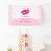 Roze Retro Doll Foto Verjaardag Spandoek (Insitu)