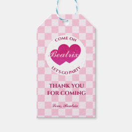 Roze Retro Doll Verjaardag Cadeaulabel