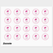 Roze Retro Doll Verjaardag Ronde Sticker (Vel)