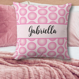 Roze Retro Dot Naam Script Typografie Sierkussen