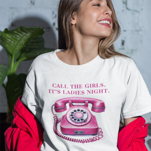 Roze Retro Draaischijf Telefoon Bel de Meiden  Tri-Blend Shirt