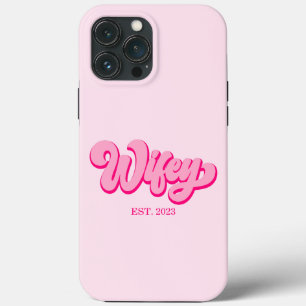 Roze Retro Echtgenote Gesticht Jaar Bruid Verloofd Case-Mate iPhone Case