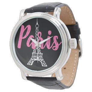 Roze Retro Eiffel Tower Paris Women's Watch Horloge
