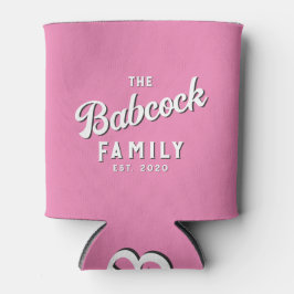 Roze Retro Familienaam & Jaar Blikjeskoeler