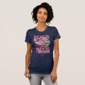 Roze Retro Flamingo Meisjes Weekend T-shirt (Voorkant volledig)