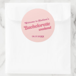 Roze retro Font Bachelorette Favor Labels